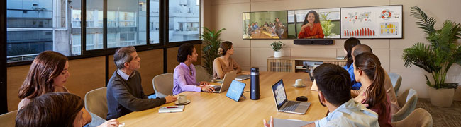 Poly Studio X72 Video Bar Mounted Below Display